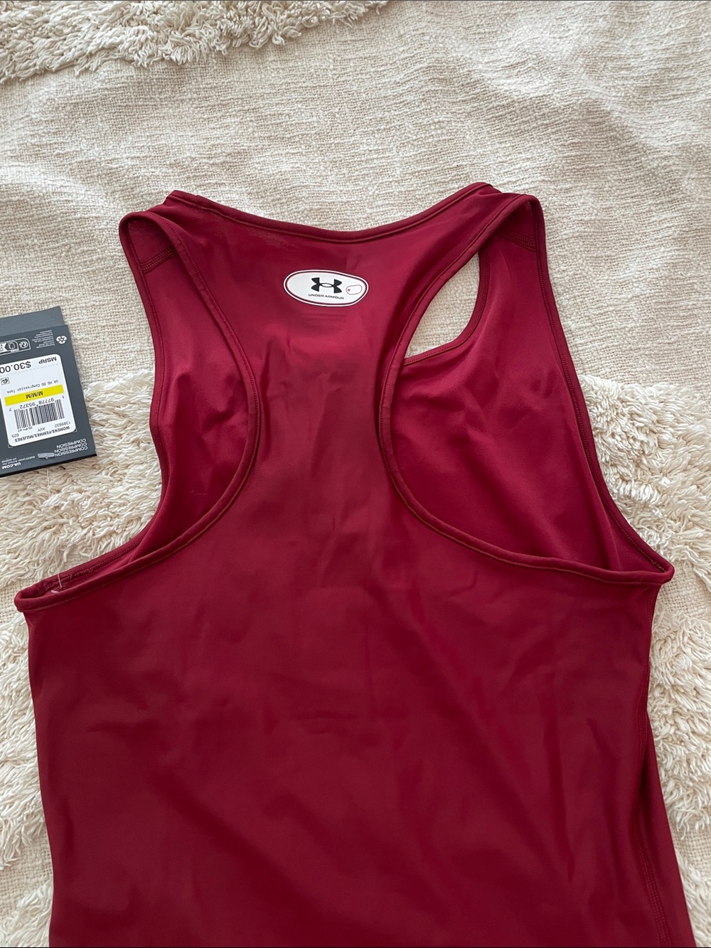 Under Armour Ruby Red Racerback Tank burgundy compression size medium NWT - Picture 6 of 6